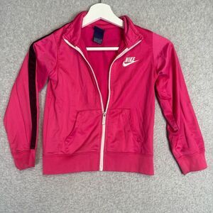 Nike Girls Size 6-7 Year Old Pink Full Zip Athletic Style Jacket Coat Activewear